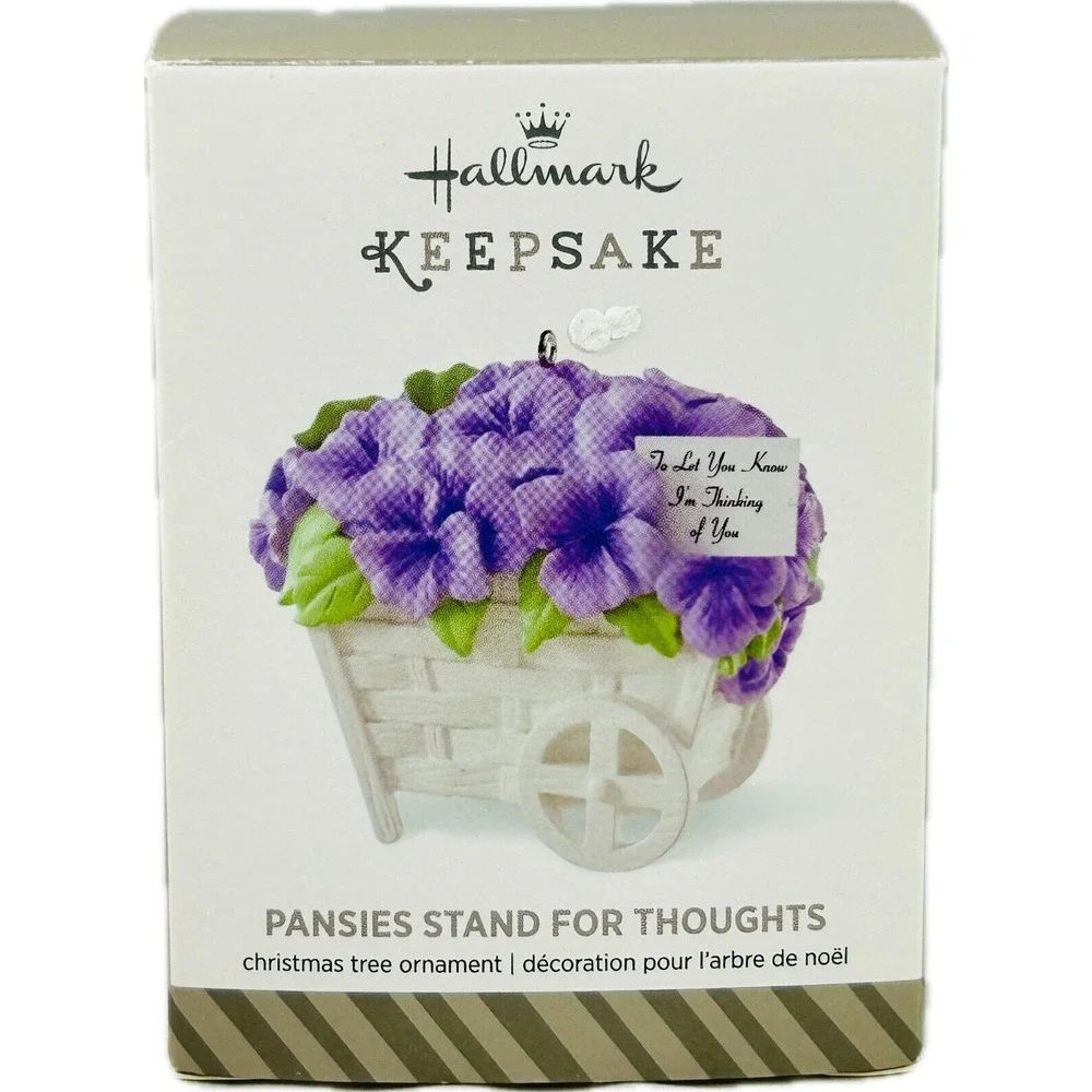 Hallmark Pansies Stand For Thoughts 2014 Keepsake Ornament OS Purple Flower Cart